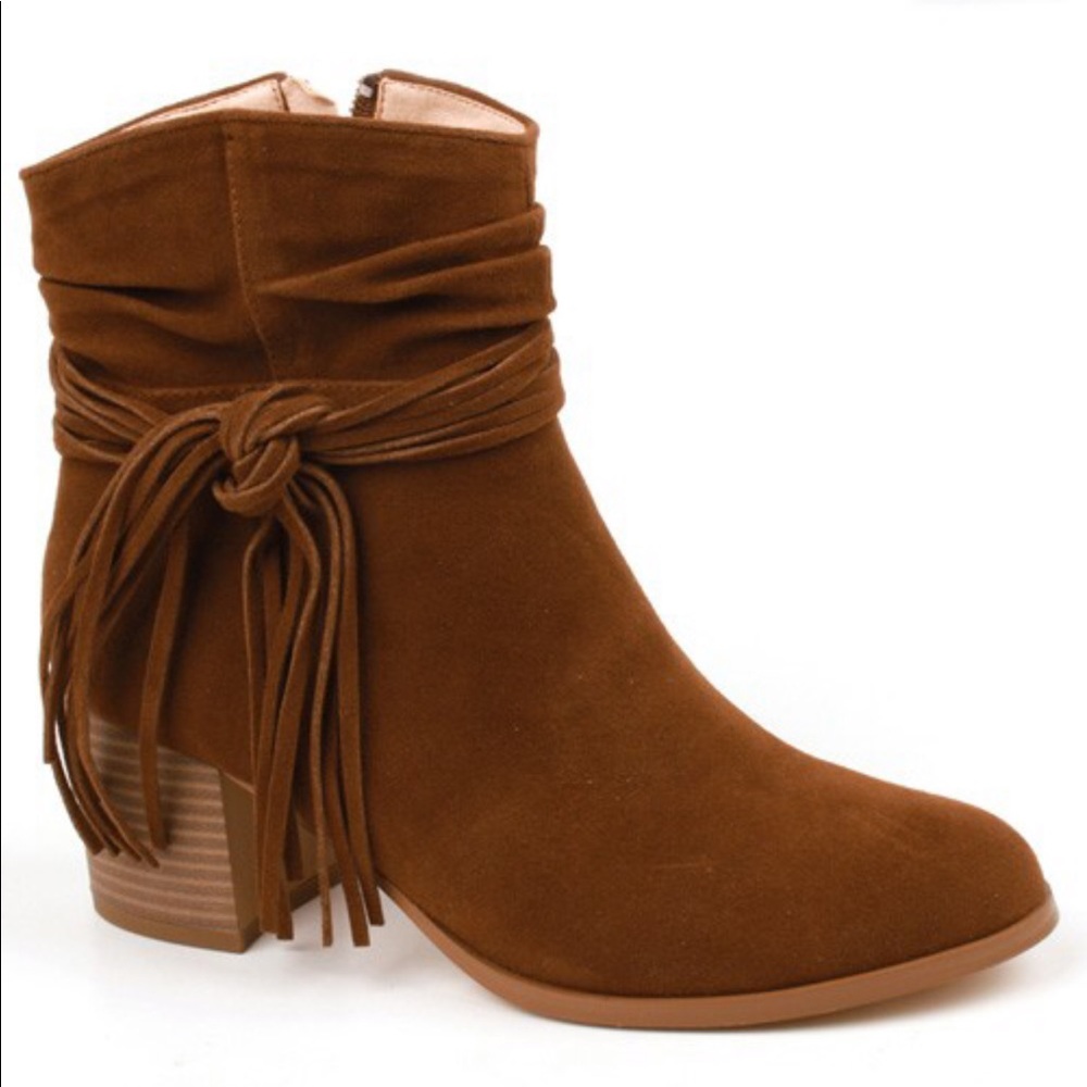 🆕 Lynn Mocha Side Bow Tassel Slouchy Boot - Picture 2 of 8